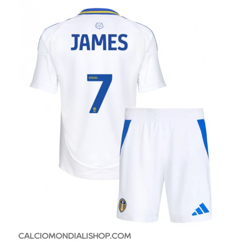 Maglie da calcio Leeds United Daniel James #7 Prima Maglia Bambino 2024-25 Manica Corta (+ Pantaloni corti)